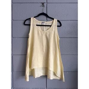 Just Jill 100% Linen Butter Yellow High Low Tank Top size XS